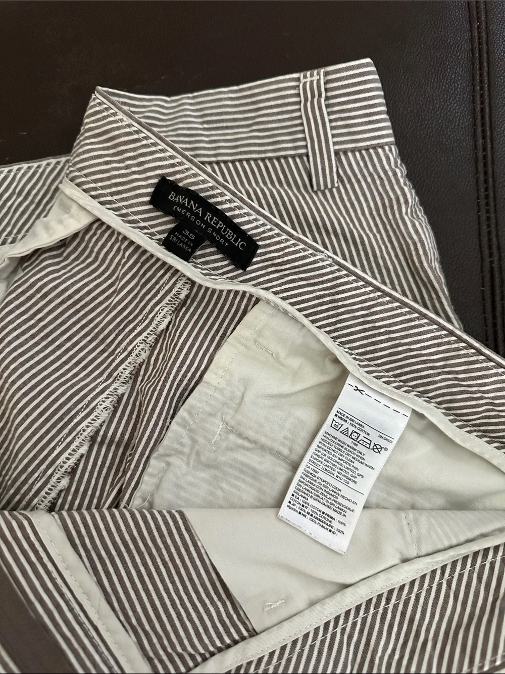 Banana Republic Gray & White Pinstriped Flat-Front Shorts